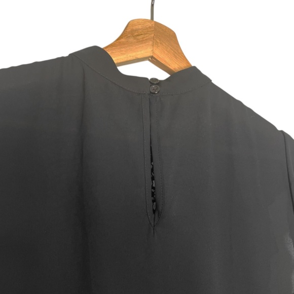 Black Chiffon Blouse With Crochet At Front - Picture 6 of 9